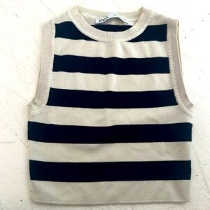Zara cropped striped high neck tank top - size S
